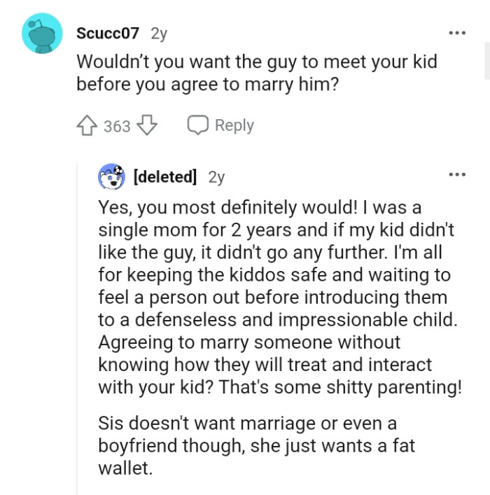 16. Agreeing to marry someone without knowing how they'll treat your kid