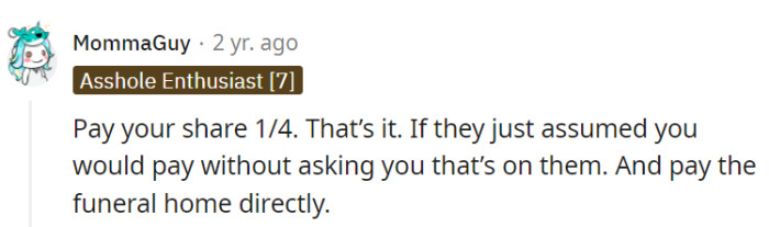 Only pay your share.