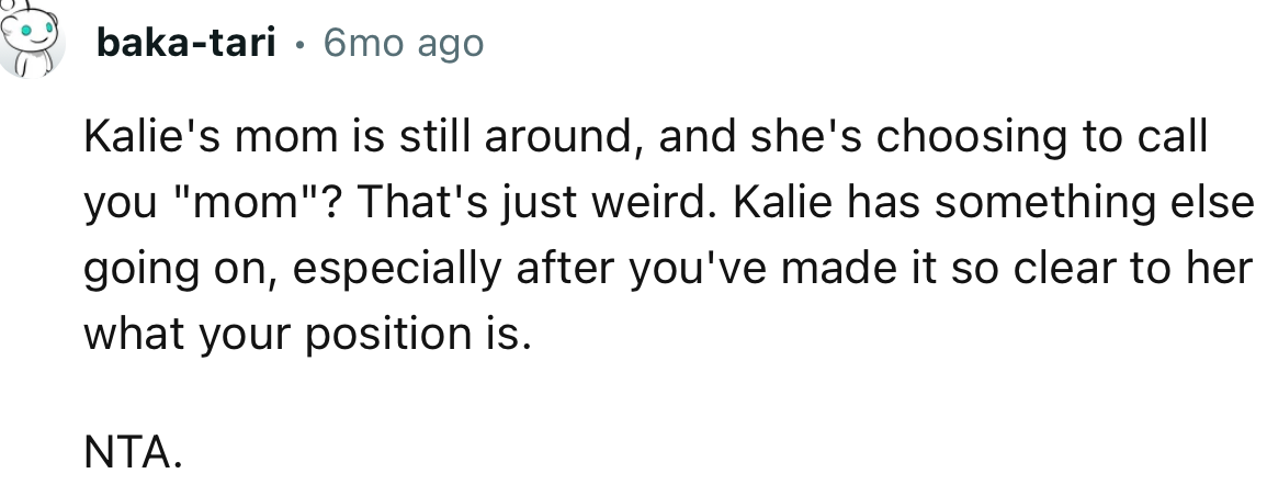 “Kalie has something else going on, especially after you've made it so clear to her what your position is.”