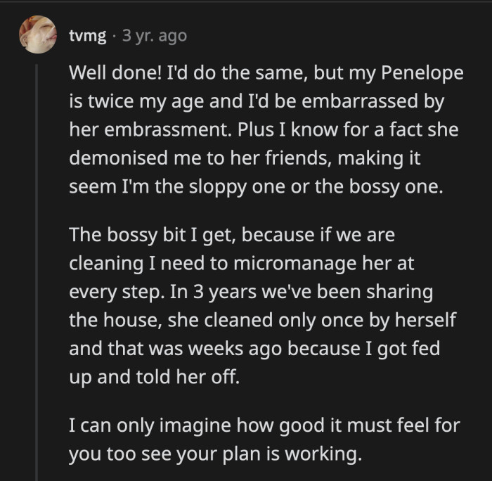 If OP didn't train Penelope into cleaning her dirt, she would end up like this Redditor's Penelope