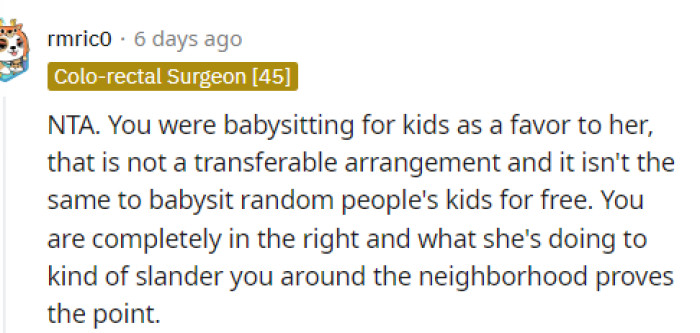 People quickly came to the comments and let her know that she's not in the wrong for this and that she was doing a favor for her.