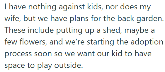 But the OP and her wife have their own plans for the yard: