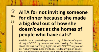 Host Snubs Cat-Shaming Friend From Dinner After Instagram Repost Mocking Pet Hygiene