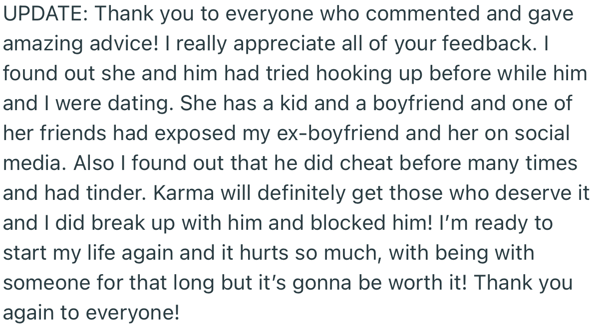 OP Made the Decision to Break Up After Finding Out More Damning Things About Her Boyfriend