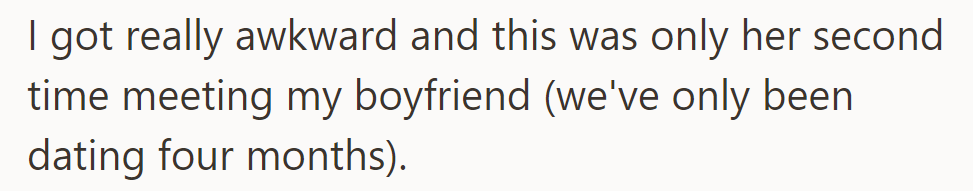 During her friend's second encounter with her boyfriend, she felt awkward.