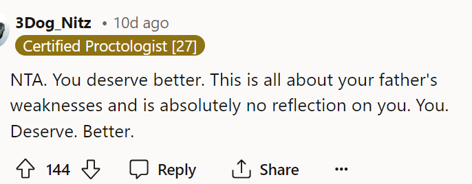 It's absolutely all on the dad, and we feel bad that she even has to go through this at all, honestly.