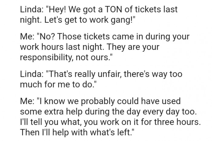 The tickets are your responsibility, not ours