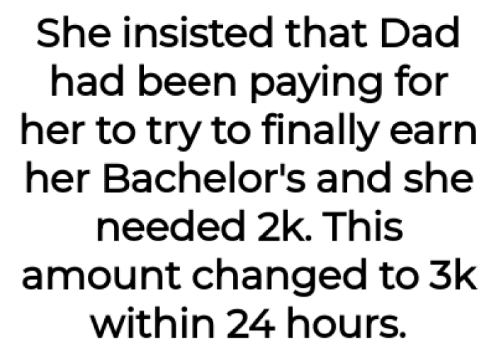 Apparently, she urgently needed the money: