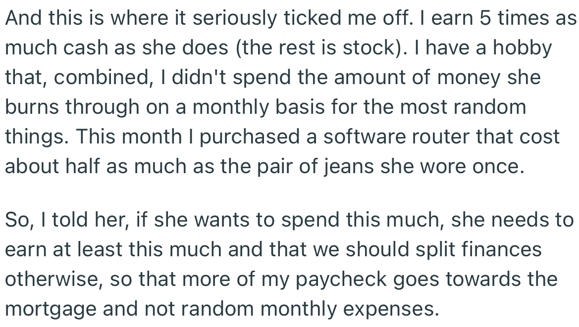 Consequently, OP Challenged His Wife to Improve Her Earnings If She Wants to Spend So Much