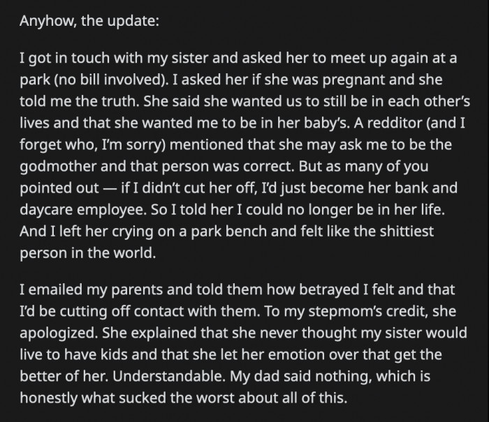 OP asked her sister to meet once again