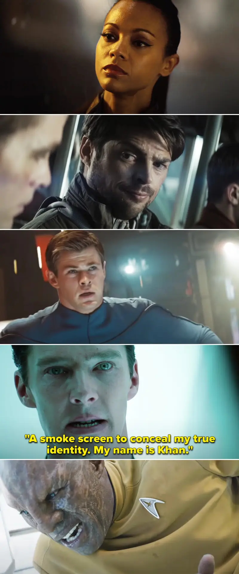 22. Star Trek, Star Trek Into Darkness, and Star Trek Beyond, starring Zoe Saldana (Gamora), Karl Urban (Skurge), Chris Hemsworth Thor), Benedict Cumberbatch, (Stephen Strange/Doctor Strange), and Idris Elba (Heimdall)