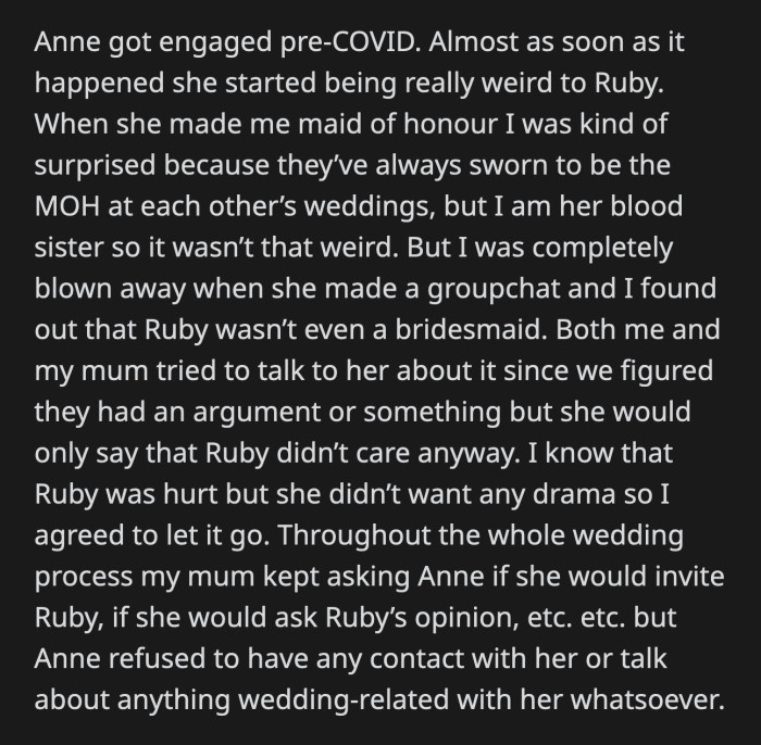 Why did Anne's attitude towards Ruby change the moment she got engaged?