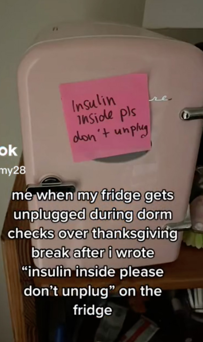 The TikToker discovered that her insulin had been ruined all because someone unplugged her refrigerator