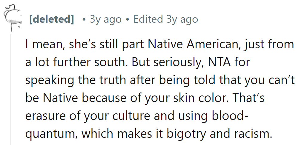 Southbound roots, same truth shoots! NTA for erasing erasure.