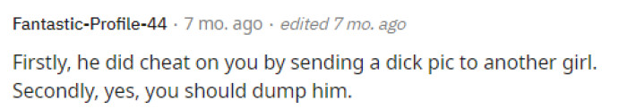 Many people feel that she should dump him, and that's exactly the advice she took because he did cheat on her.