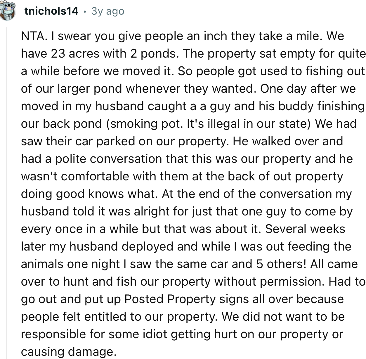 “NTA. I swear you give people an inch, they take a mile.”