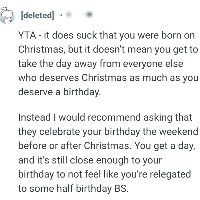 The OP cannot take that day away from everyone else