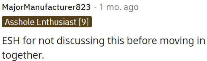 Both parties are at fault for not discussing this issue before moving in.