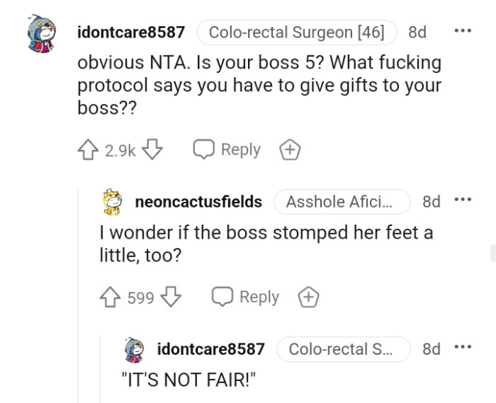 This Redditor wants to know if the OP's boss stomped her feet