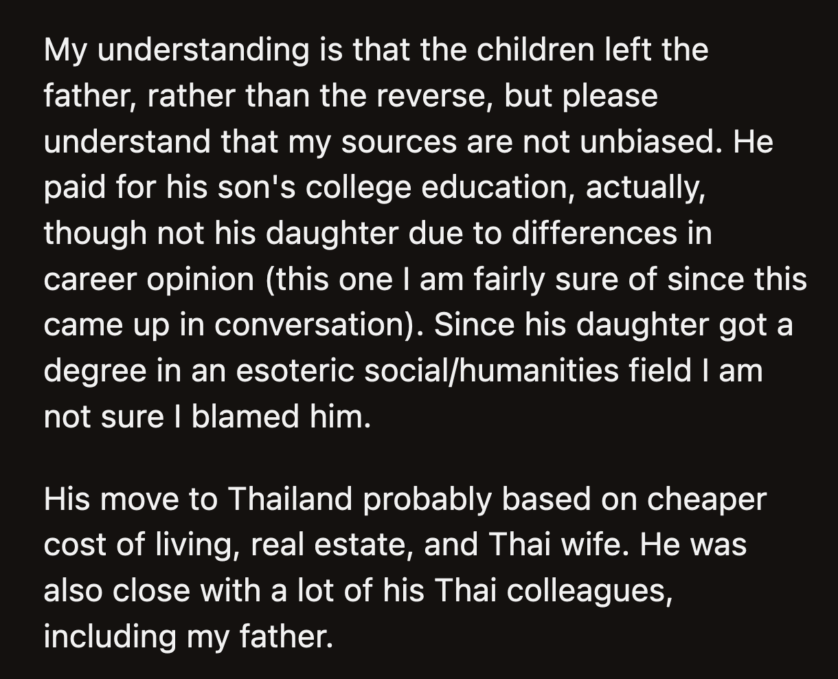 All His Friend Said Was That He and His Children Had Political and Lifestyle Differences.