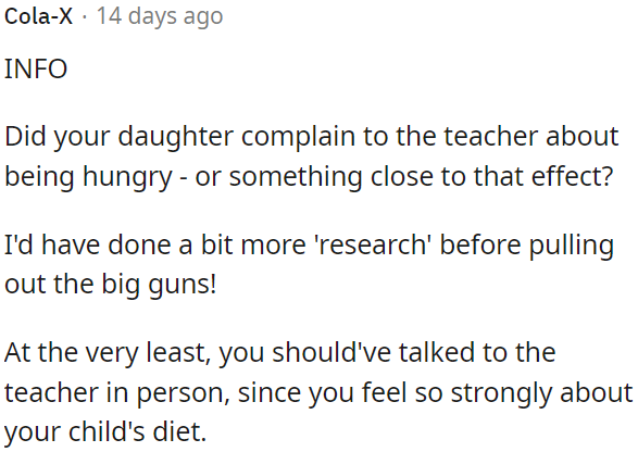 Communication with the teacher directly would have been a better approach.