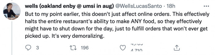 Wells points out that this affects more than simply online orders.