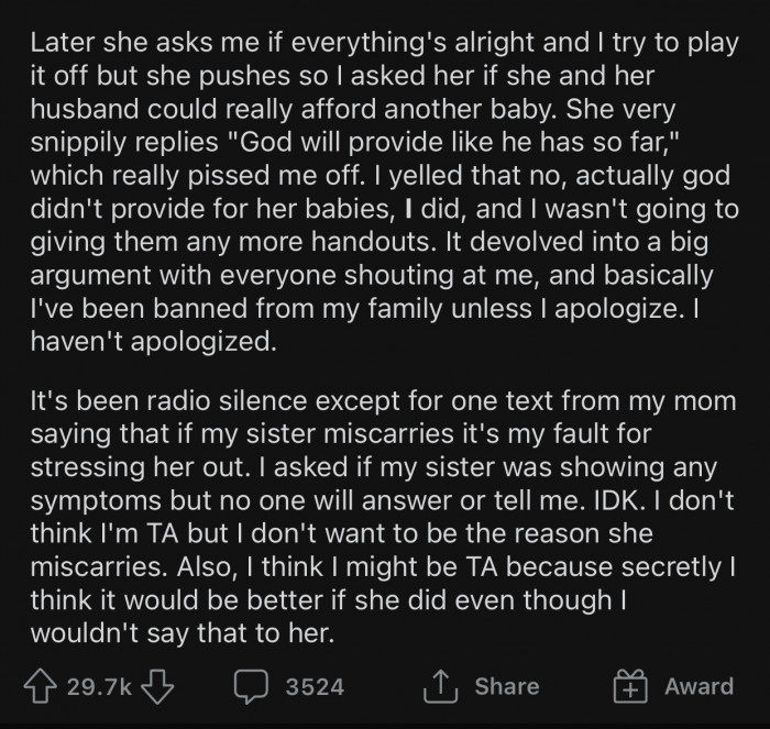 After hearing the news, OP was visibly annoyed.