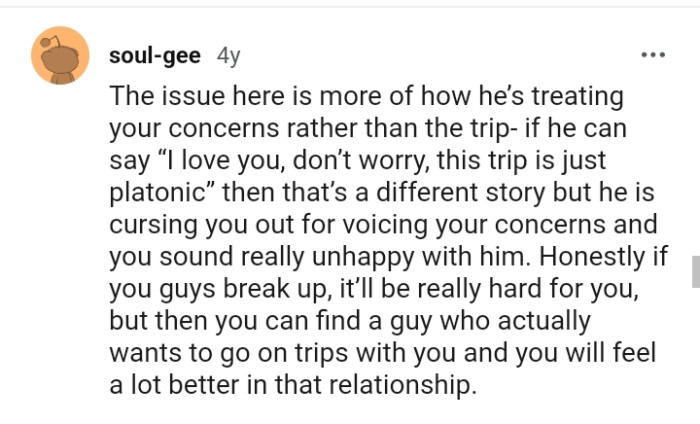 He's cursing the OP out for voicing her opinion.