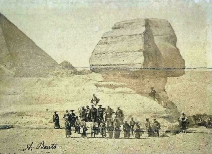 "Group Of Japanese Samurai In Front Of Egypt’s Sphinx, 1864"