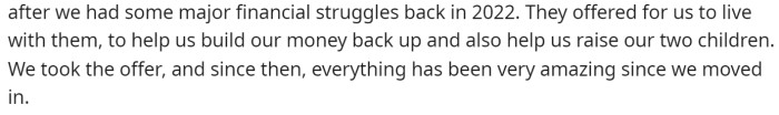 She said that her SIL helped them out a lot in the beginning of her relationship.