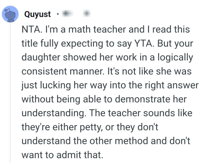 OP's daughter showed her work in a logical and consistent manner