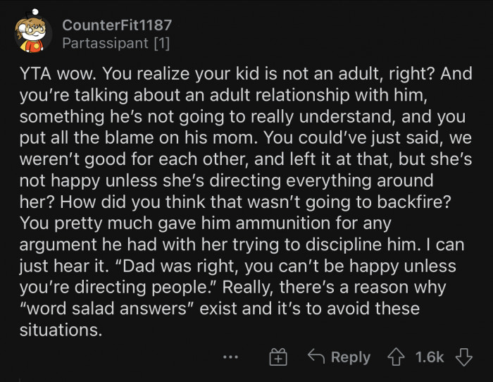 You can't have an adult relationship with a kid.