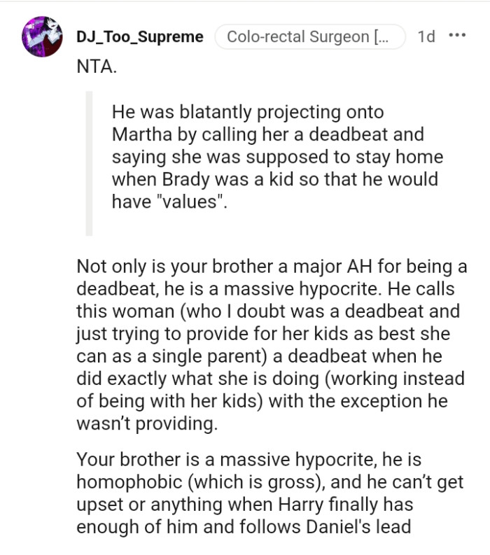 Your brother is a massive hypocrite