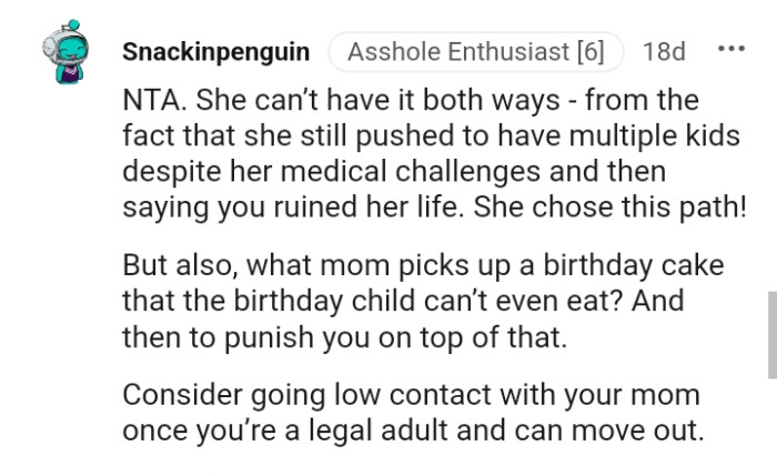 What mom picks a birthday cake her child can't even eat?