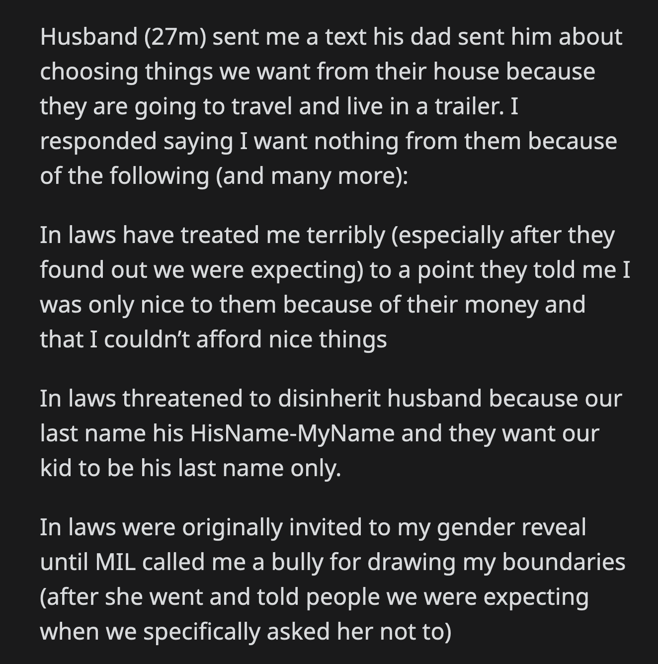 OP doesn't want her daughter to grow up under her in-laws' influence.