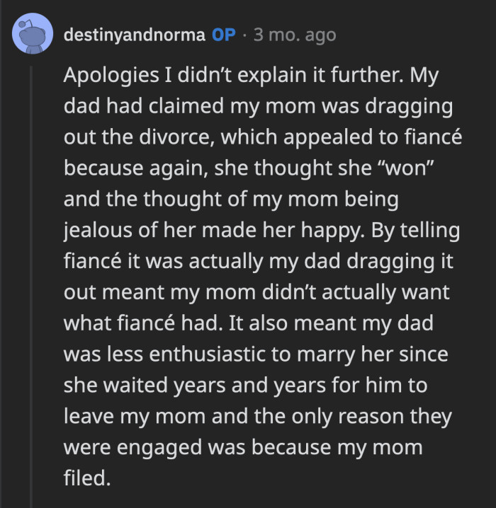 OP explained why her flippant comment hit home.