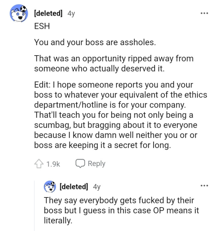 That was an opportunity ripped away from someone else