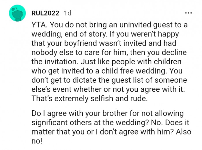 You don't get to dictate the guest list