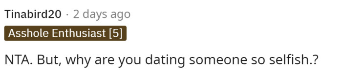 Many people are calling her selfish and asking him why he even chooses to be with her after the way she has been acting.