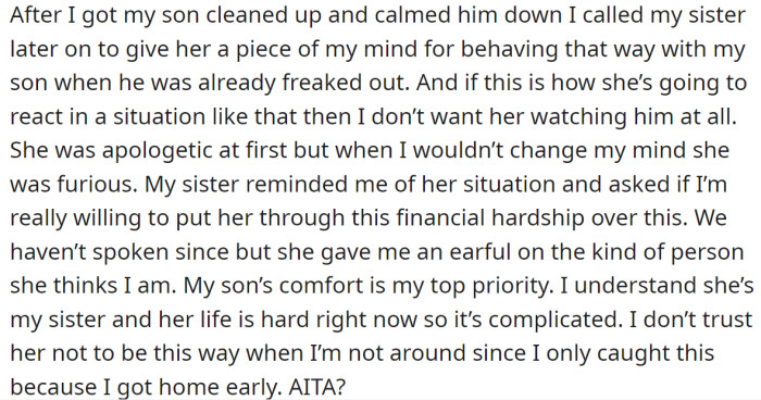 The OP said they couldn't trust her anymore and fired her, but now asks for others' opinions: