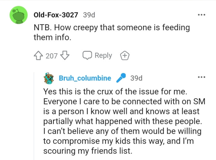 It is really creepy that someone is divulging her information