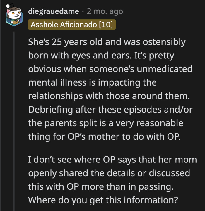OP did add a later edit that both of her parents have been venting their frustrations about each other to her long before the separation.