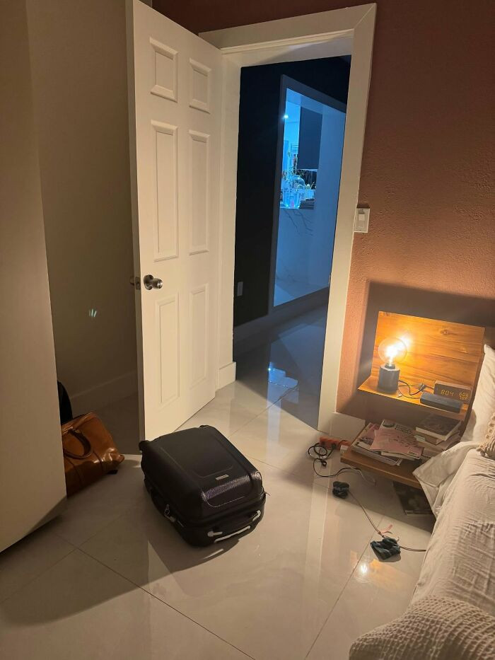 His Luggage After Coming Back From A Trip. He Left It Here For 3 Days. I Love Him, But God Help Me