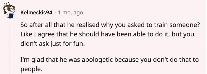 OP asking for someone to train wasn’t just for fun