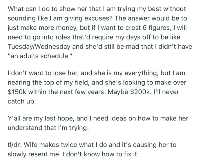 OP Needs Advice on How to Show His Wife That He’s Trying His Best