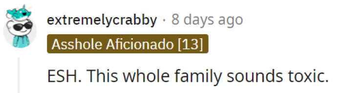Indeed, it seems like there is a toxic dynamic within the entire family.