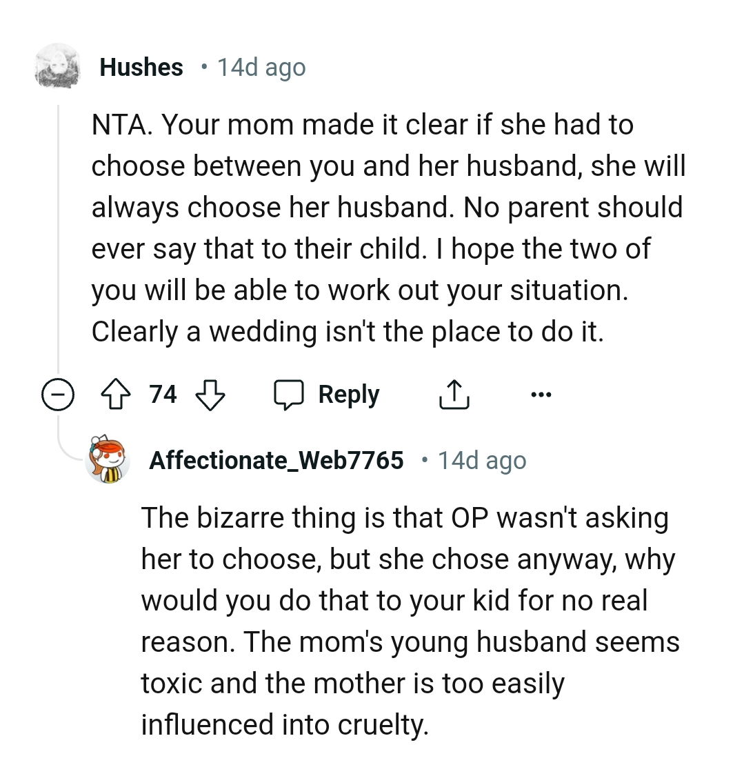 A wedding isn't the right time to work out a situation