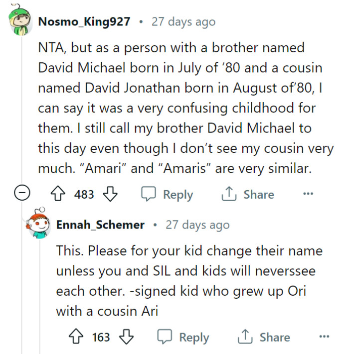 Sounds like your family knows a thing or two about name confusion! Hopefully, the future holds fewer mix-ups for your little Amaris and his cousin Amari.