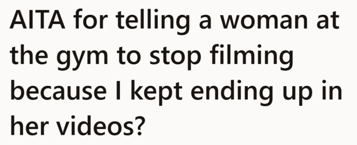 A routine gym situation framed as a moral dilemma, setting the stage for everything that follows.