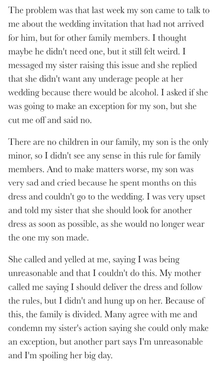 Unfortunately, his son was uninvited to the wedding because he was a minor.